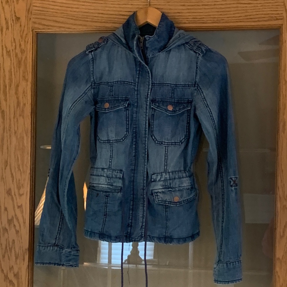 American Rag Blue Jean Jacket with Hood
